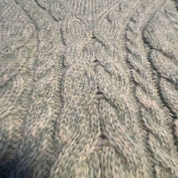 Style & Co Turtleneck Sweater Cable Knit Green with Metallic Thread Size S - Picture 8 of 9